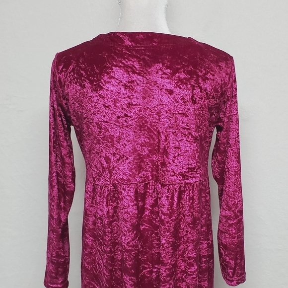 80s Vintage Cervelle Burgundy Crushed Velvet Regencycore Long Sleeve Midi Dress - Picture 11 of 13